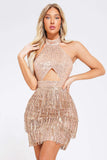 goosudu Elspeth Sequin Tassel Mini Dress