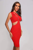 goosudu Lalie One Shoulder Midi Bandage Dress