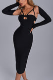 goosudu Anika Cutout Midi Bandage Dress