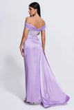 goosudu Colia Diamante Mesh Corset Satin Maxi Dress - Purple