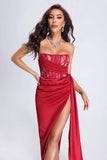 goosudu Kaylae Corset Satin Maxi Dress