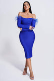 goosudu Danan Feather Midi Bandage Dress