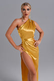 goosudu Jojo One Shoulder Satin Maxi Dress