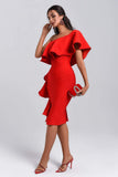 goosudu Figgo Midi Ruffled Bandage Dress