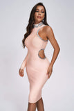 goosudu Conry One Shoulder Cutout Midi Bandage Dress