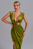 goosudu Saffron Velvet Maxi Dress - Green