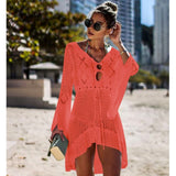 woloong New Knitted Beach Cover Up Women Bikini Swimsuit Cover Up Hollow Out Beach Dress Tassel Tunics Bathing Suits Cover-Ups Beachwear