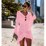 woloong New Knitted Beach Cover Up Women Bikini Swimsuit Cover Up Hollow Out Beach Dress Tassel Tunics Bathing Suits Cover-Ups Beachwear