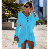 woloong New Knitted Beach Cover Up Women Bikini Swimsuit Cover Up Hollow Out Beach Dress Tassel Tunics Bathing Suits Cover-Ups Beachwear