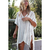 woloong New Knitted Beach Cover Up Women Bikini Swimsuit Cover Up Hollow Out Beach Dress Tassel Tunics Bathing Suits Cover-Ups Beachwear