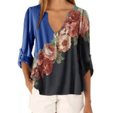 New Summer Short Sleeve Shirt Sexy V-neck Floral Print Tops Blouse Fashion Casual Shirt