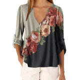 New Summer Short Sleeve Shirt Sexy V-neck Floral Print Tops Blouse Fashion Casual Shirt