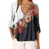 New Summer Short Sleeve Shirt Sexy V-neck Floral Print Tops Blouse Fashion Casual Shirt