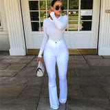 Cotton White High Waist Casual Flared Jeans Women Spring New Slim Slimming Denim Trousers Office Lady Denim Flared Pants