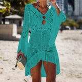 goosudu Sexy Cover Up Bikini Women Swimsuit Cover-up Beach Bathing Suit Beach Wear Knitting Swimwear Mesh Beach Dress Tunic Robe