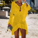 goosudu Sexy Cover Up Bikini Women Swimsuit Cover-up Beach Bathing Suit Beach Wear Knitting Swimwear Mesh Beach Dress Tunic Robe