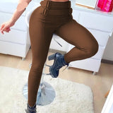 Solid High Waist Pencil Women's Pants Spring New Harajuku Pant For Women Fashion Feamle Trousers With Belt Pocket Design