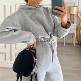 goosudu Two Piece Women Set Sport Casual Outfit Fall Clothes for Women Sweatshirt Jumper Top Sweatpants Set Women Suit Set Tracksuit