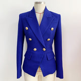 High Street Newest  Runway Designer Blazer Women's Classic Lion Buttons Double Breasted Slim Fitting Textured Blazer Jacket