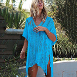 woloong New Knitted Beach Cover Up Women Bikini Swimsuit Cover Up Hollow Out Beach Dress Tassel Tunics Bathing Suits Cover-Ups Beachwear