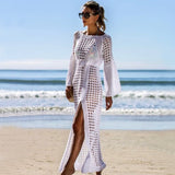 woloong New Knitted Beach Cover Up Women Bikini Swimsuit Cover Up Hollow Out Beach Dress Tassel Tunics Bathing Suits Cover-Ups Beachwear