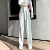 Casual High Waist Loose Wide Leg Pants for Women Spring Autumn New Female Floor-Length White Suits Pants Ladies Long Trousers