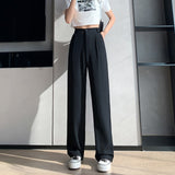 Casual High Waist Loose Wide Leg Pants for Women Spring Autumn New Female Floor-Length White Suits Pants Ladies Long Trousers