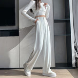 Casual High Waist Loose Wide Leg Pants for Women Spring Autumn New Female Floor-Length White Suits Pants Ladies Long Trousers