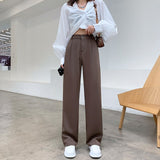 Casual High Waist Loose Wide Leg Pants for Women Spring Autumn New Female Floor-Length White Suits Pants Ladies Long Trousers