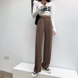 Casual High Waist Loose Wide Leg Pants for Women Spring Autumn New Female Floor-Length White Suits Pants Ladies Long Trousers