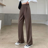 Casual High Waist Loose Wide Leg Pants for Women Spring Autumn New Female Floor-Length White Suits Pants Ladies Long Trousers