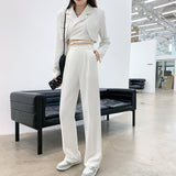 Casual High Waist Loose Wide Leg Pants for Women Spring Autumn New Female Floor-Length White Suits Pants Ladies Long Trousers