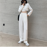 Casual High Waist Loose Wide Leg Pants for Women Spring Autumn New Female Floor-Length White Suits Pants Ladies Long Trousers