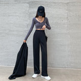 Casual High Waist Loose Wide Leg Pants for Women Spring Autumn New Female Floor-Length White Suits Pants Ladies Long Trousers