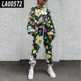 Fall Winter Tracksuits Women Two Piece Set Floral Print Sport Outfits Casual Sweatshirt+Pants Women Sweat Suit Lady Girls