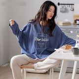 goosudu Woman Pijama Set 100% Cotton Loose Style Pullover Leisure Homesuit Cotton Loungewear Oversized Sleepwear Avocado Printing Pajama