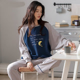 goosudu Woman Pijama Set 100% Cotton Loose Style Pullover Leisure Homesuit Cotton Loungewear Oversized Sleepwear Avocado Printing Pajama