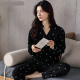 goosudu Woman Pijama Set 100% Cotton Loose Style Pullover Leisure Homesuit Cotton Loungewear Oversized Sleepwear Avocado Printing Pajama