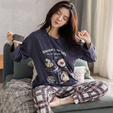 goosudu Woman Pijama Set 100% Cotton Loose Style Pullover Leisure Homesuit Cotton Loungewear Oversized Sleepwear Avocado Printing Pajama