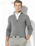 High-end casual half zipper mens polo sweater horse embroidery cotton pullover sweaters size M-2XL