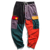 Fashion-Aelfric Eden Men Corduroy Patchwork Pockets Cargo Pants 2018 Harem Harajuku Sweatpants Hip Hop Streetwear Trousers UR51