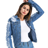 Ripped Denim Jacket Women Clothes Autumn Ladies Long Sleeve Outwear Womens Jaqueta Jeans Feminina Veste Femme