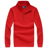 High-end casual half zipper mens polo sweater horse embroidery cotton pullover sweaters size M-2XL