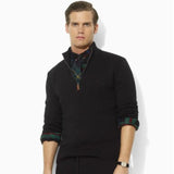 High-end casual half zipper mens polo sweater horse embroidery cotton pullover sweaters size M-2XL