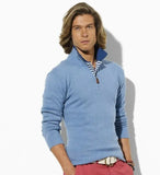 High-end casual half zipper mens polo sweater horse embroidery cotton pullover sweaters size M-2XL