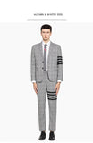 Fashion Brand Men Casual Suit Pants Gray Plaid Black Striped Spring and Autumn Business Formal Trousers