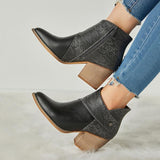 Goosudu Thick Heel Pointed Western Cowboy Boots