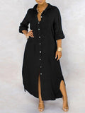 Goosudu Solid Button-Down Shirt Dress