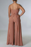 Goosudu Striped Casual Sling Wide-Leg Jumpsuit