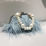 Goosudu Daily Party Patchwork Feathers Pearl Bags